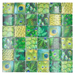 Mozaik pločica Crystal Wildlife XCM WL88 (29,8 x 29,8 cm, Zelene boje, Sjaj)