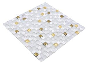 Mozaik pločica Crystal Mix XCM M640 (30 x 30 cm, Bijelo-zlatne boje, Sjaj)