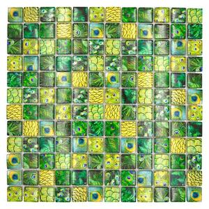 Mozaik pločica Quadrat Crystal Wildlife XCM WL84 (29,8 x 29,8 cm, Zelena, Sjaj)