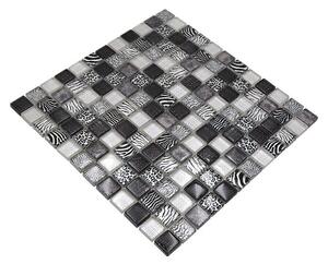 Mozaik pločica Quadrat Crystal Wildlife XCM WL24 (29,8 x 29,8 cm, Crna, Sjaj)