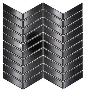 Mozaik pločica Chevron Uni CHEV 39 (30,3 x 28,9 cm, Crna, Sjaj)