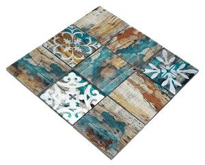 Mozaik pločica Quadrat Crystal Mix XCM WOOD 850 (29,8 x 29,8 cm, Bež/Petrolej, Mat)