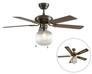 Ventilator na stropu mjedeni s drvom 107,5 cm s poteznim prekidačem - Mistral Karel