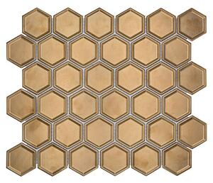 Mozaik pločica Hexagon Bronze HX 09BR (32,5 x 28,1 cm, Bronca, Sjaj)