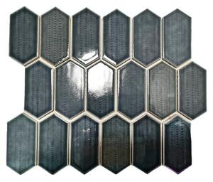 Mozaik pločica Hexagon CG CH479 (Crna, Sjaj, 25,3 cm x 29,3 cm x 75 mm)