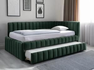 Tapecirani krevet COMFINO VELVET s dodatnim ležajem 120x200 cm, tamnozelena