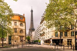 Fotografija Street in Paris with Eiffel Tower, France, Alexander Spatari