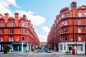 Fotografija Red townhouses in Marylebone, London, UK, © Marco Bottigelli