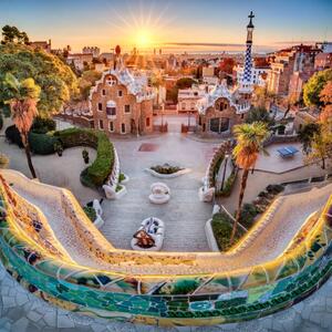 Fotografija Park Guell at golden hour. Barcelona, Spain, Eloi_Omella