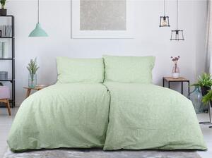 Zelena posteljina za krevet za jednu osobu od krepa 140x200 cm Green Flowers – B.E.S