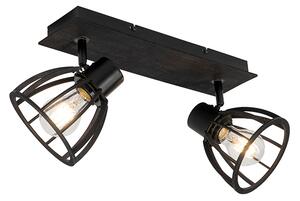 Industrijska stropna svjetiljka crna 2-svjetlo - Fotu