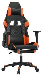 VidaXL Masažna igraća stolica s osloncem crno-narančasta umjetna koža