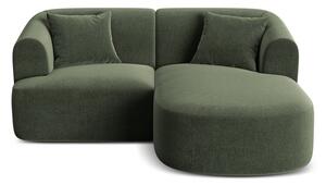 Zelena baršunasti kutna garnitura (s desnim kutom/s ležaljkom) Campi – Cosmopolitan Design