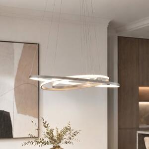 Lucande LED viseća svjetiljka Ezana, nikal, metal, Ø 80 cm, prigušiva, Sivo, Dnevni boravak/blagovaonica, Metal