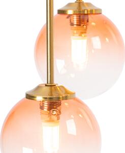 Art Deco stropna svjetiljka zlatna s ružičastim staklom 9 svjetala - Atena