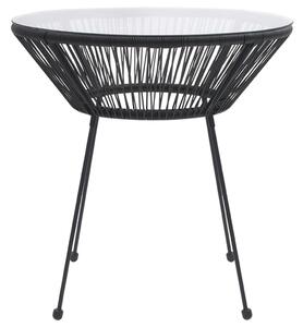 VidaXL Vrtni blagovaonski stol crni Ø 70 x 74 cm od ratana i stakla