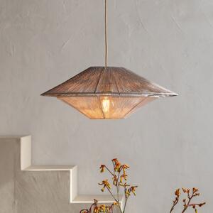 Good & Mojo GOOD MOJO Viseća lampa Lumbini, Ø50 cm, svijetlosiva, papirnato uže, Sivo, Dnevni boravak/blagovaonica, Papirnati karton