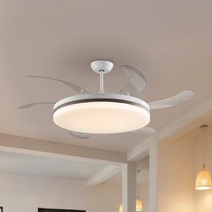 Schuller Valencia LED stropni ventilator Vento bijela/brončana/prozirna, Ø 150 cm tihi, prigušiva, Providna, Dnevni boravak/blagovaonica, Plastika