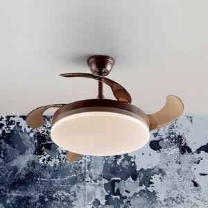 Schuller Valencia LED stropni ventilator Vento smeđi/dimno sivi DC Ø 100 cm tihi, prigušiva, Sivo, Dnevni boravak/blagovaonica, Plastika