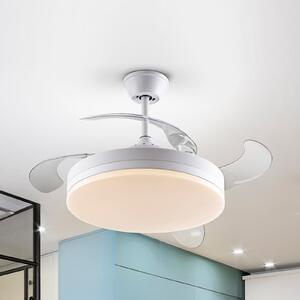 Schuller Valencia LED stropni ventilator Vento bijela/dimno siva DC, Ø 100 cm tihi, prigušiva, Sivo, Dnevni boravak/blagovaonica, Plastika