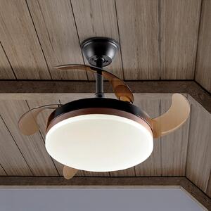 Schuller Valencia LED stropni ventilator Vento crni/brončani/dimljeni Ø 90cm tihi, prigušiva, Sivo, Dnevni boravak/blagovaonica, Plastika