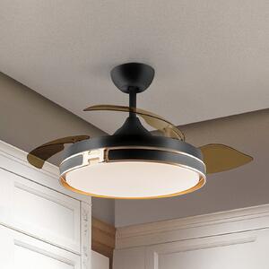 Schuller Valencia LED stropni ventilator Herón crno/zlatno/dimljeno Ø 106 cm tihi, prigušiva, Sivo, Dnevni boravak/blagovaonica, Plastika