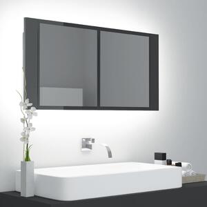 VidaXL LED kupaonski ormarić s ogledalom sjajni sivi 90x12x45 akrilni