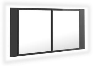 VidaXL LED kupaonski ormarić s ogledalom sjajni sivi 90x12x45 akrilni