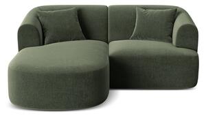 Zelena baršunasti kutna garnitura (s lijevim kutom/s ležaljkom) Campi – Cosmopolitan Design