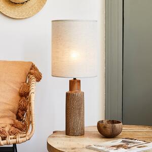 COREP Stolna lampa Santal, bež/smeđa, visina 63 cm, lan/keramika, Bijela, Dnevni boravak/blagovaonica, Keramika