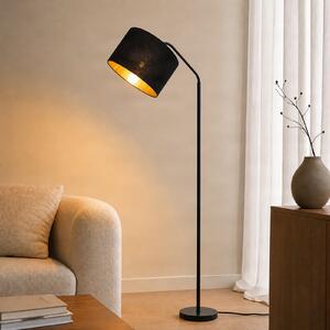 Lindby Podna lampa Siovan, crna, visina 172 cm, vratena, Crno, Dnevni boravak/blagovaonica, Metal