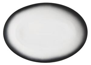 Bijelo-crni keramički ovalni tanjur Maxwell & Williams Caviar, 35 x 25 cm