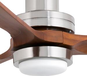 FARO BARCELONA Stropni ventilator Lantau L LED, Ø132 cm, nikal/tamni bor, prigušiva, Sivo, Dnevni boravak/blagovaonica, Metal