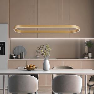 Lucande Smart LED visilica Melinay, zlato, CCT, Tuya, prigušiva, Zlato / mjed, Dnevni boravak/blagovaonica, Aluminij