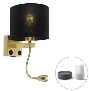 Pametna zidna svjetiljka zlatna s USB-om i crnim sjenilom uključujući WiFi A60 - Brescia