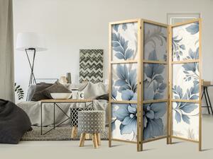 Japanski paravan - Turquoise Flowers in Retro Ambiance - Floral Ornaments