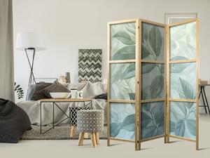 Japanski paravan - Large Leaves in Green-Mint Shades - Botanical Motif