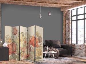 Paravan - Bouquet with Tulips - Colorful Flowers on a Light Background - Illustration