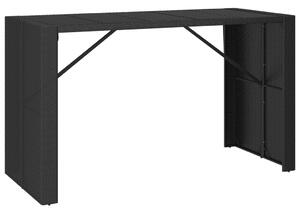 VidaXL Barski stol sa staklenom pločom crni 185x80x110 cm poliratan
