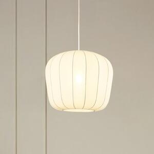 Lindby Viseća lampa Helin, bijela, Ø 35 cm, tkanina, prigušiva, Bijela, Dnevni boravak/blagovaonica, Tkanina / tekstil