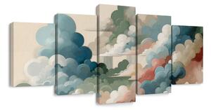 5-dijelna slika šareni oblaci u apstraktnom snu