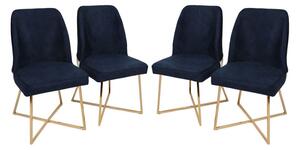 Woody Fashion Set stolica (4 komada), Zlato Tamno plava, Madrid 138