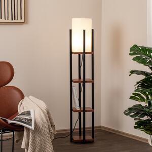 Opviq Podna lampa Polica, crna/bakrena, tkanina, visina 130 cm, E27, Crno, Dnevni boravak/blagovaonica, Metal