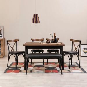 Woody Fashion Set stolova i stolica (6 komada), Crno, OLV-SA-TK15