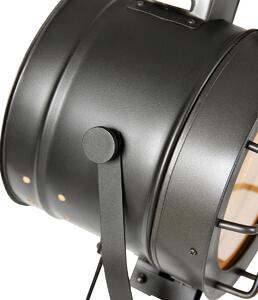 Tronožna podna svjetiljka crna s drvenim studio spotom - Shiny