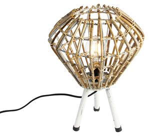 Ruralna stolna lampa tronožac od bambusa s bijelim - Canna Diamond