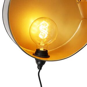 Industrijska zidna svjetiljka crna sa zlatnim okruglim - Comb