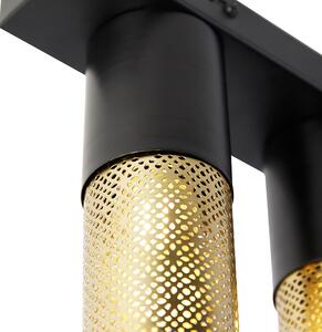 Industrijska stropna svjetiljka crna sa zlatnim 2 svjetla - Raspi