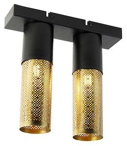 Industrijska stropna svjetiljka crna sa zlatnim 2 svjetla - Raspi