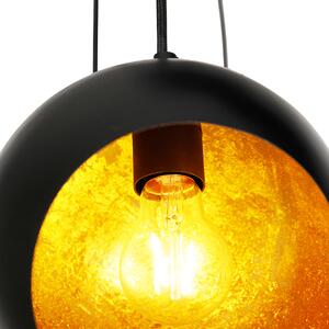 Viseća lampa crna sa zlatnom unutrašnjošću 7 svjetala - Crooked Cluster